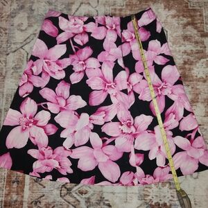 Floral Pink and Black Women's Skirt